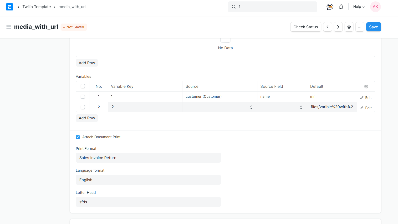 add attach to template