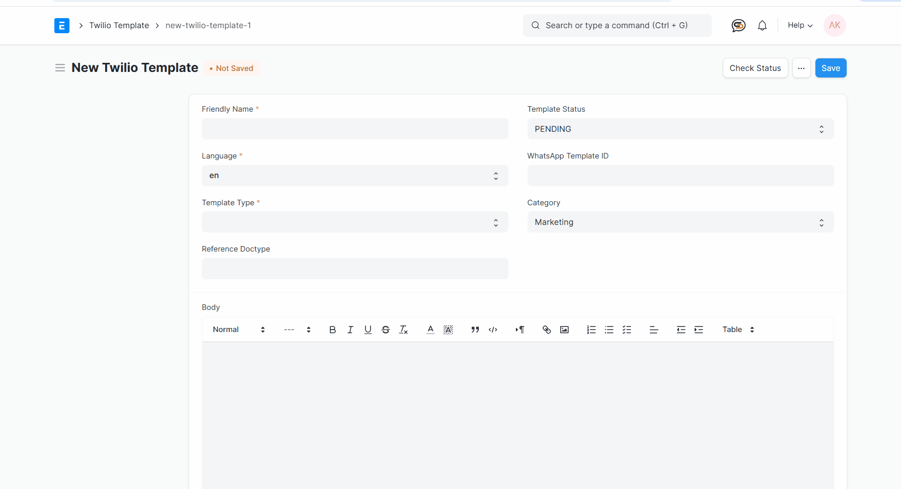 create text template