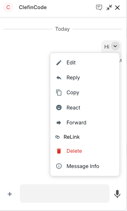 Web — Message actions menu