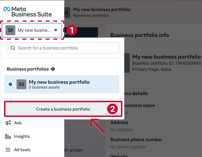 Create Meta Business Portfolio