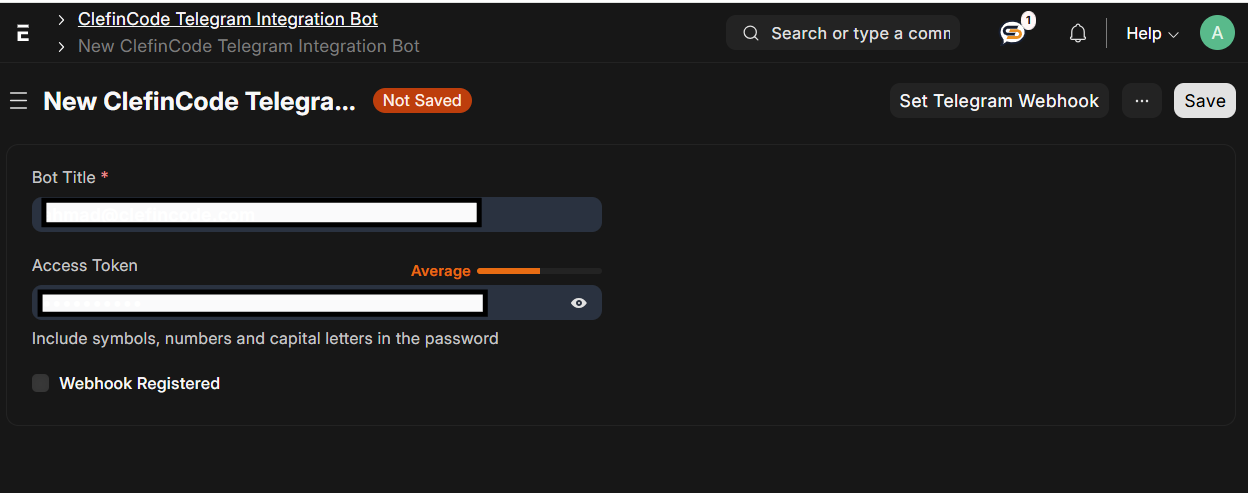 Telegram Bot setup