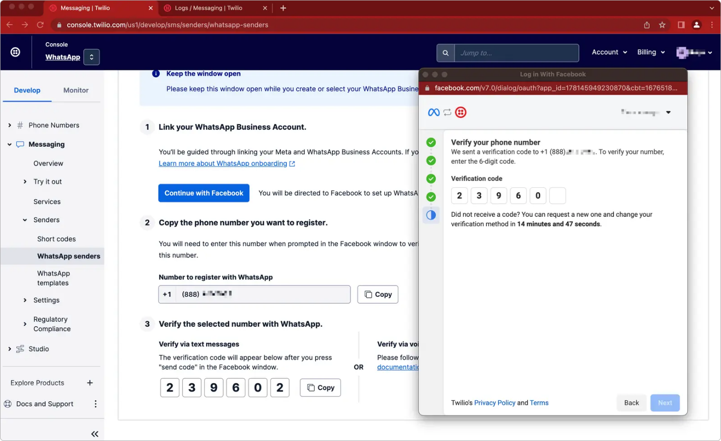Verification code in Twilio